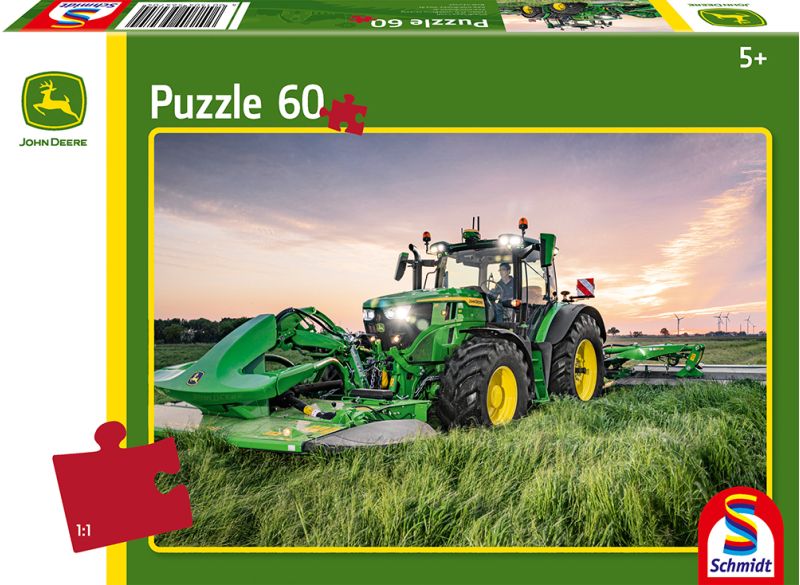 Pour la joie de tous les fans de puzzles et de John Deere. Le motif représente le tracteur 6R 185. Ce puzzle de qualité se compose de 60 pièces. Il convient aux enfants à partir de 5 ans.